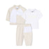 Baby Cardigan, T-Shirt, and Trousers Set in Beige and White Hugo Boss