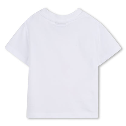 Baby Cardigan, T-Shirt, and Trousers Set in Beige and White Hugo Boss