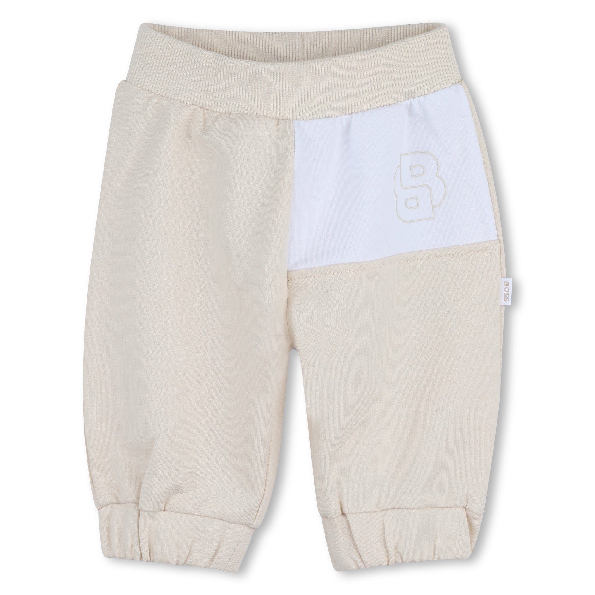 Baby Cardigan, T-Shirt, and Trousers Set in Beige and White Hugo Boss