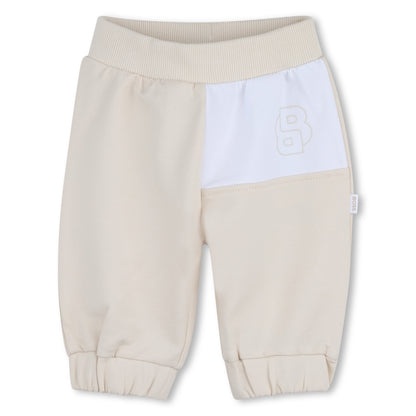 Baby Cardigan, T-Shirt, and Trousers Set in Beige and White Hugo Boss