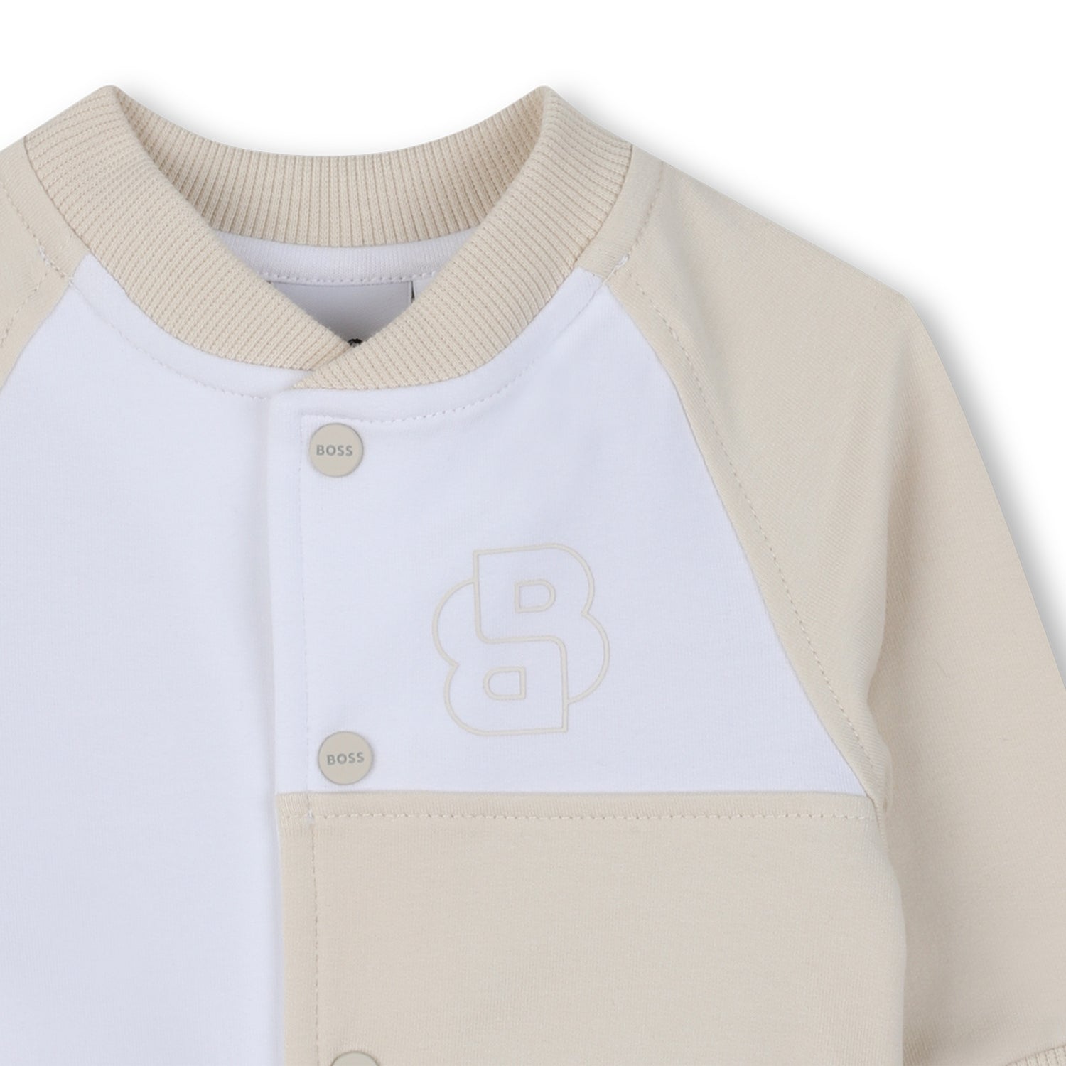 Baby Cardigan, T-Shirt, and Trousers Set in Beige and White Hugo Boss