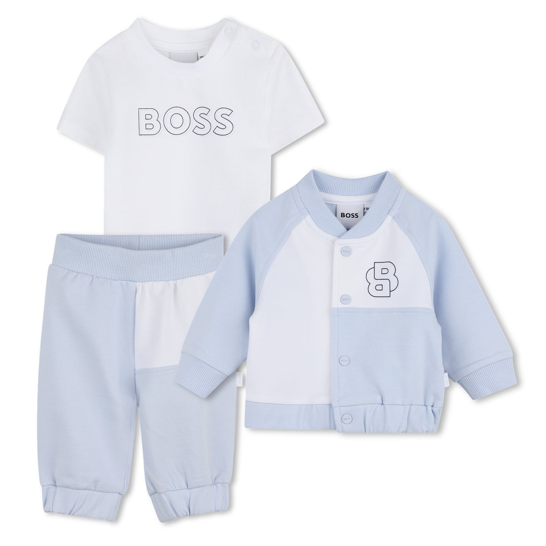 Organic Cotton Cardigan, T-Shirt &amp; Joggers Gift Set Hugo Boss