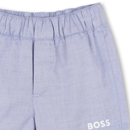 Cotton Shirt and Shorts Set in Oxford Weave Hugo Boss
