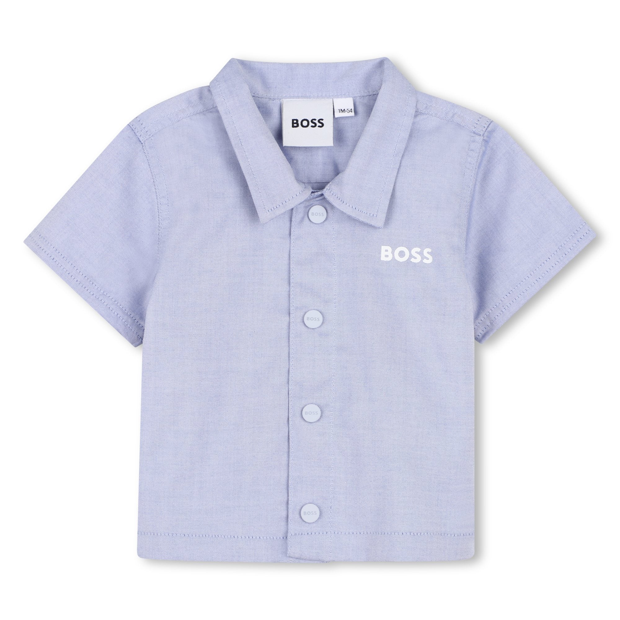 Cotton Shirt and Shorts Set in Oxford Weave Hugo Boss