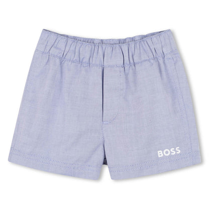 Cotton Shirt and Shorts Set in Oxford Weave Hugo Boss
