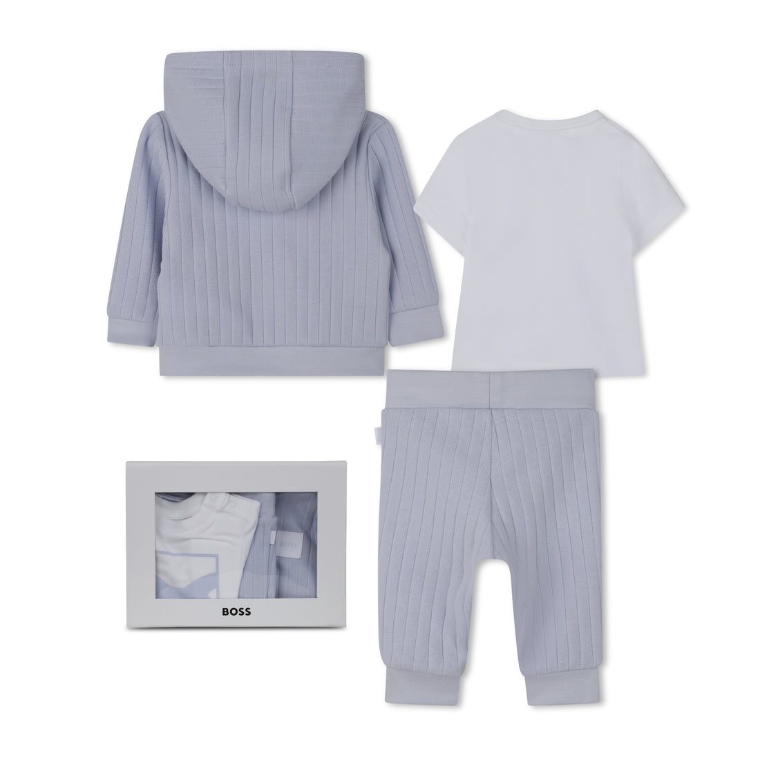 Baby Boy Three-Piece Cardigan, T-Shirt and Trousers Gift Set Hugo Boss