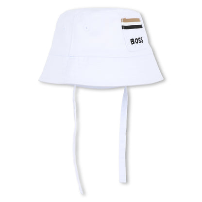 Boys Organic Cotton Twill Bucket Hat in Khaki Hugo Boss