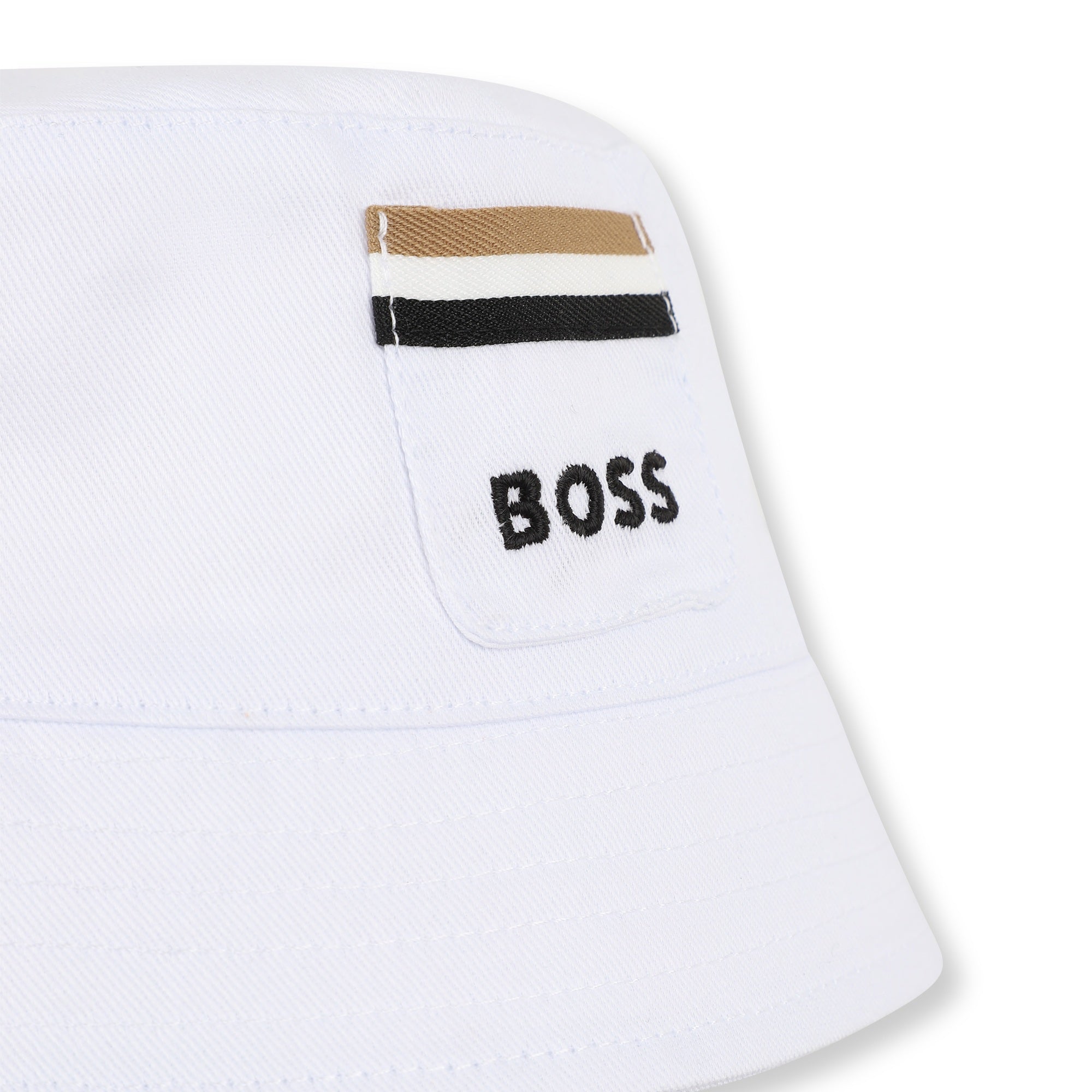 Boys Organic Cotton Twill Bucket Hat in Khaki Hugo Boss