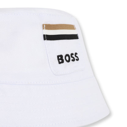 Boys Organic Cotton Twill Bucket Hat in Khaki Hugo Boss