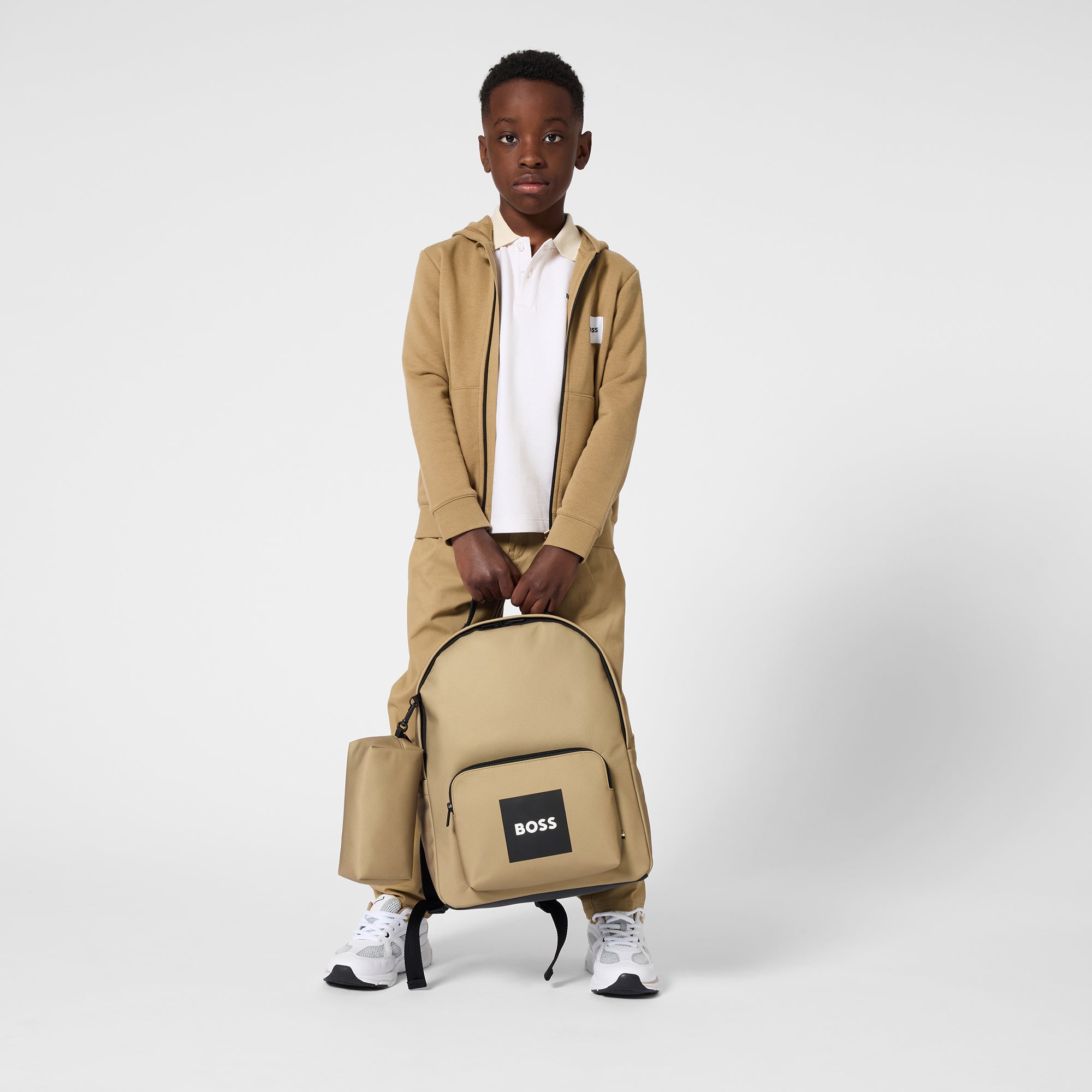 Boys Logo Backpack and Pencil Case Set in Khaki Hugo Boss