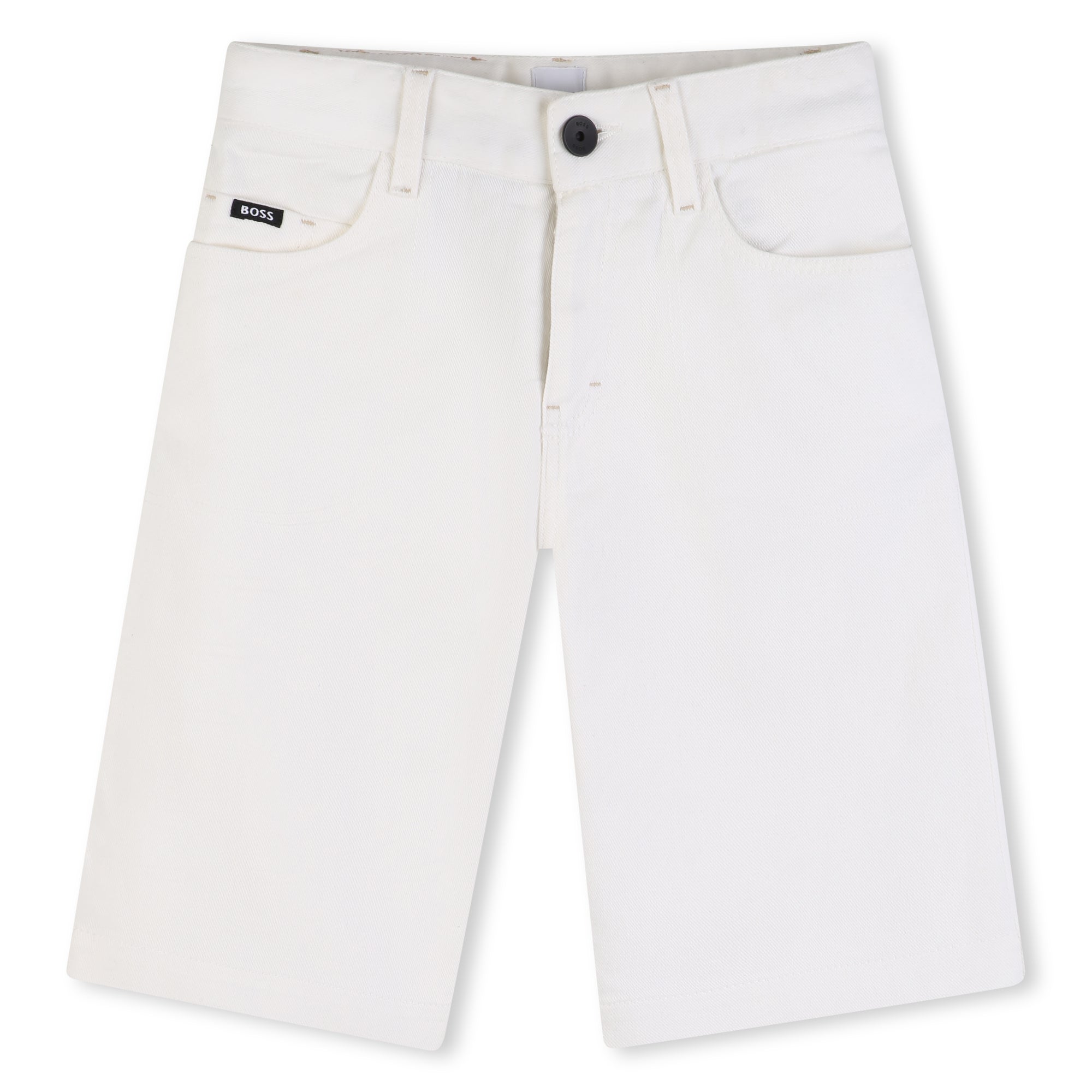 Cotton Denim Shorts with Signature Details Hugo Boss