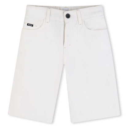 Cotton Denim Shorts with Signature Details Hugo Boss