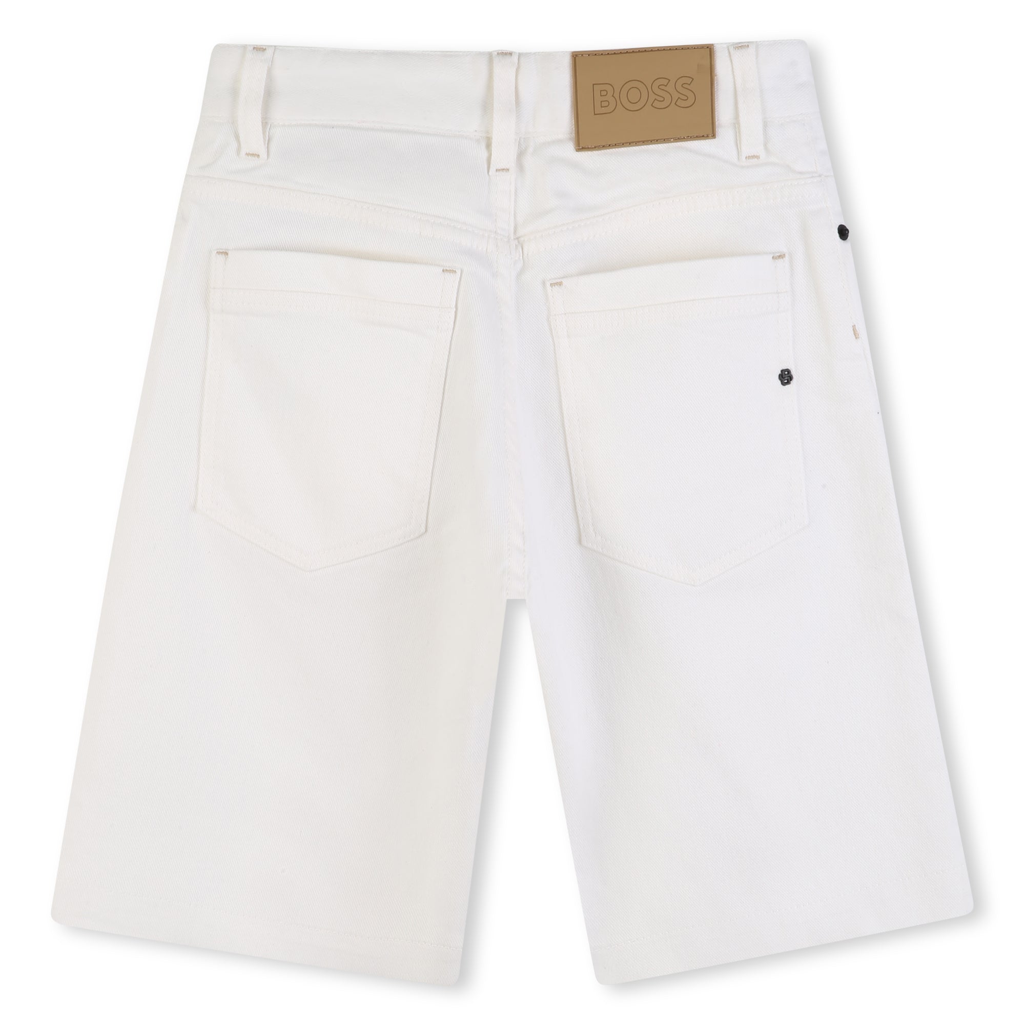 Cotton Denim Shorts with Signature Details Hugo Boss