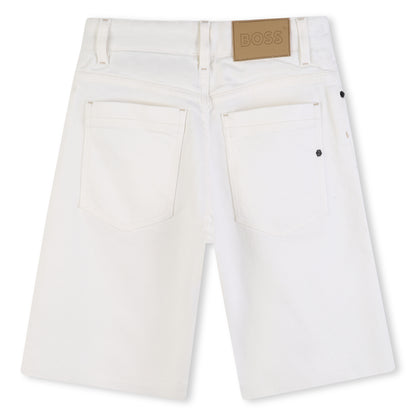 Cotton Denim Shorts with Signature Details Hugo Boss