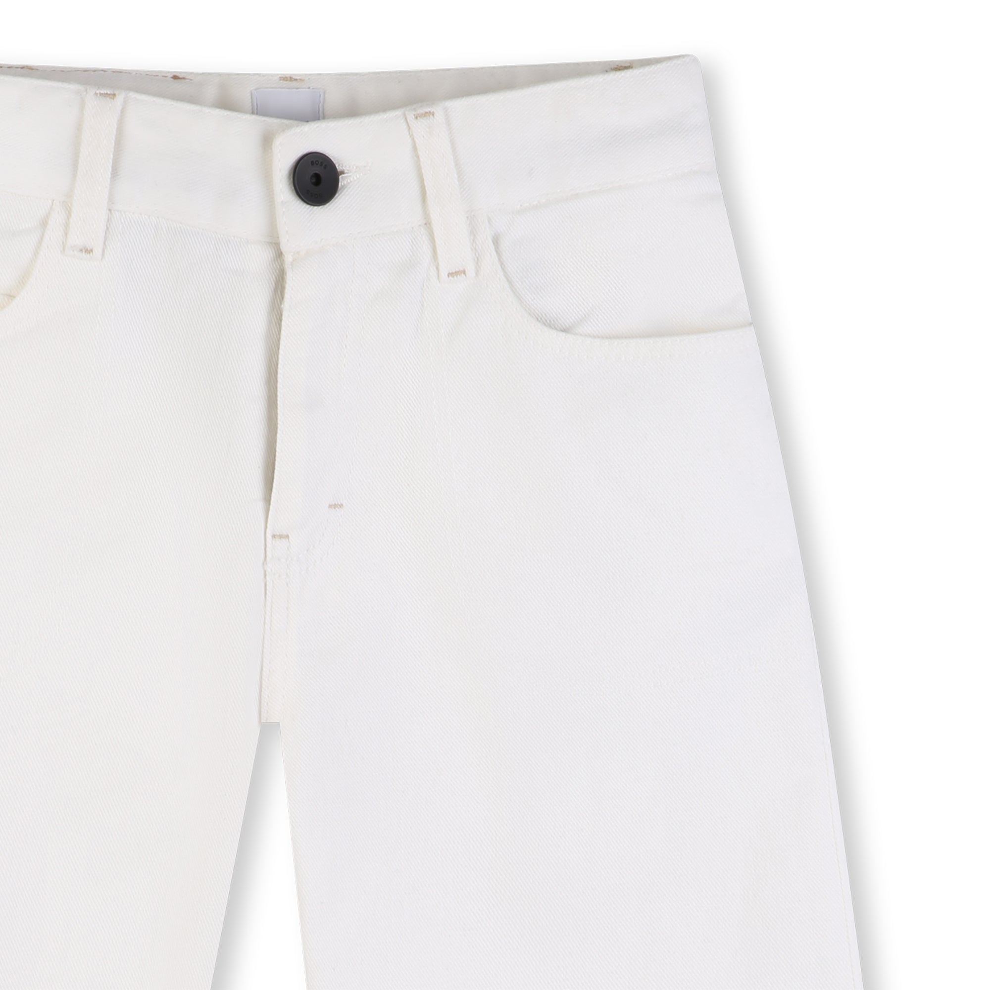 Cotton Denim Shorts with Signature Details Hugo Boss
