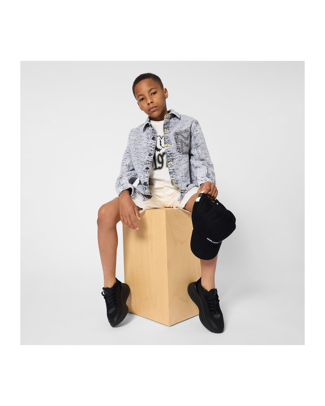 Cotton Denim Shorts with Signature Details Hugo Boss