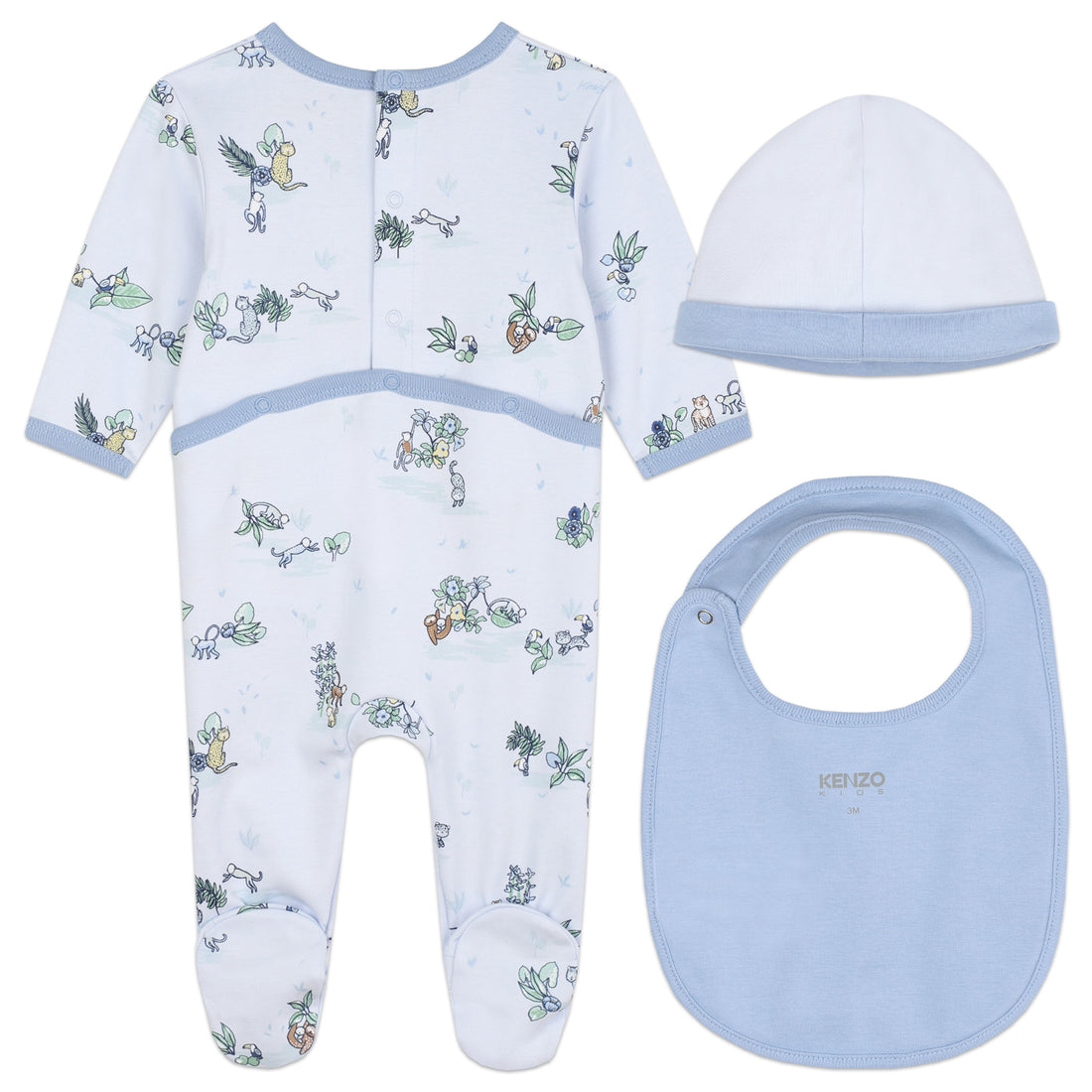 Allover Print Pyjamas, Bib & Beanie Set