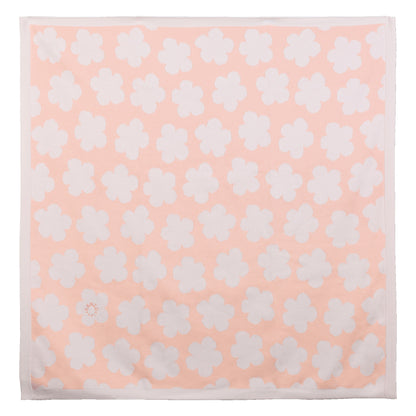 Cotton Baby Blanket with Logo Pattern, Veiled Rose, Sky Blue