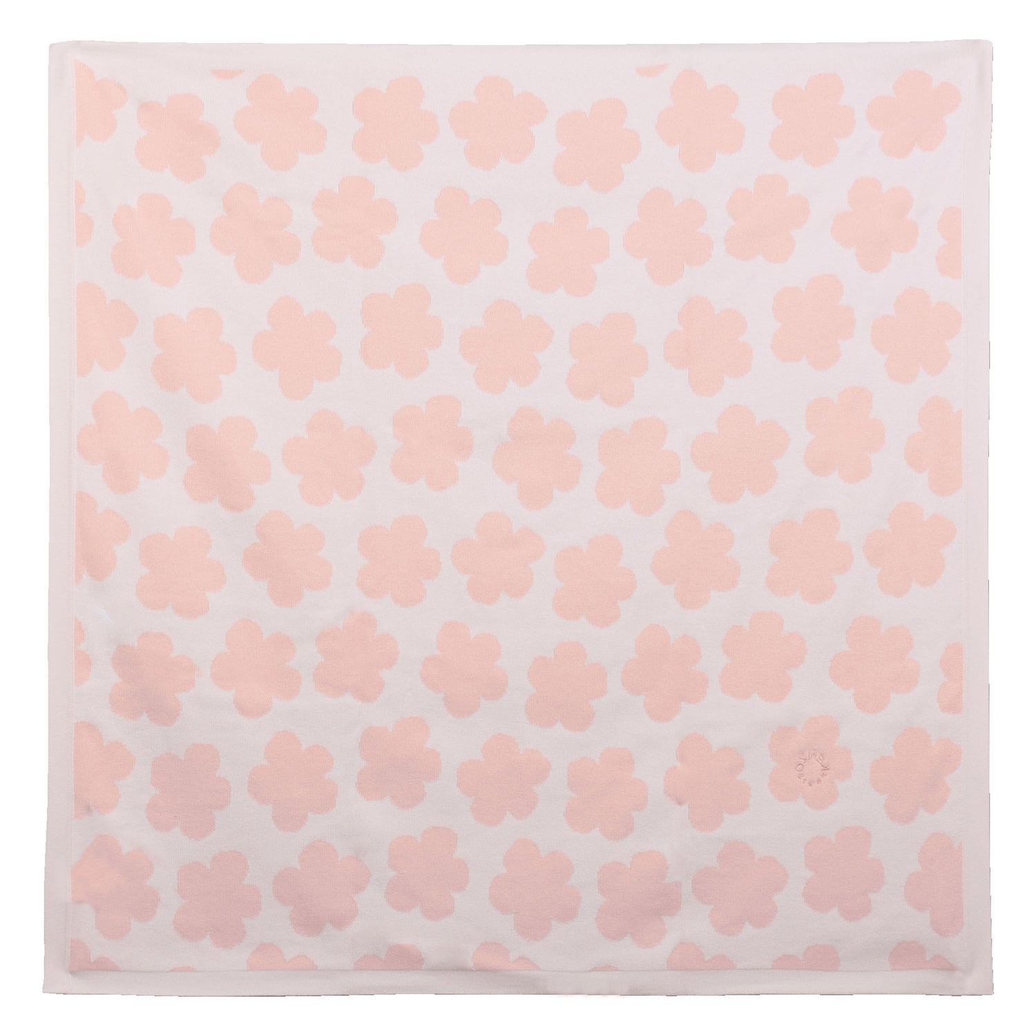 Cotton Baby Blanket with Logo Pattern, Veiled Rose, Sky Blue