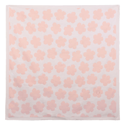 Cotton Baby Blanket with Logo Pattern, Veiled Rose, Sky Blue