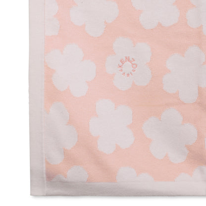 Cotton Baby Blanket with Logo Pattern, Veiled Rose, Sky Blue