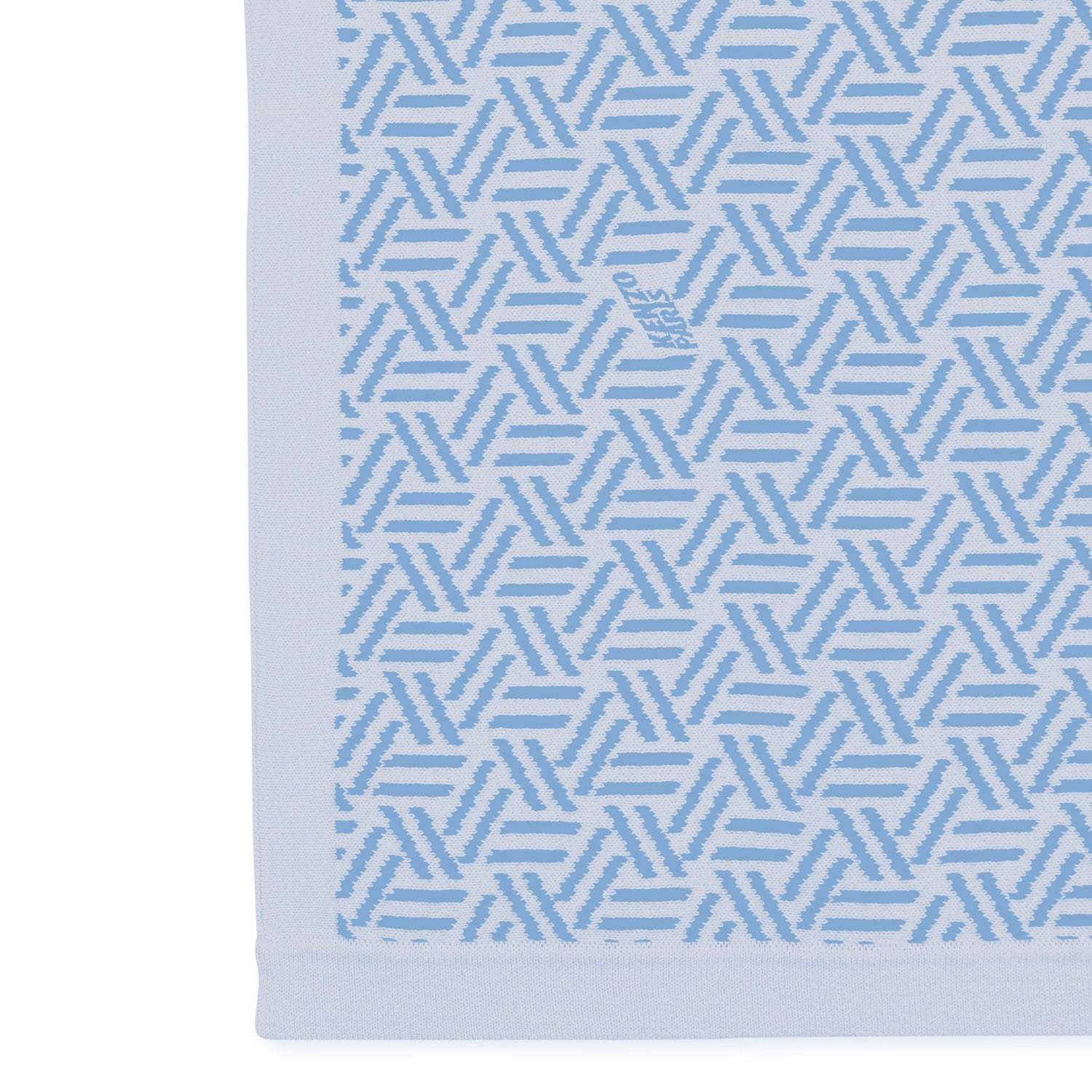 Cotton Baby Blanket with Logo Pattern, Veiled Rose, Sky Blue