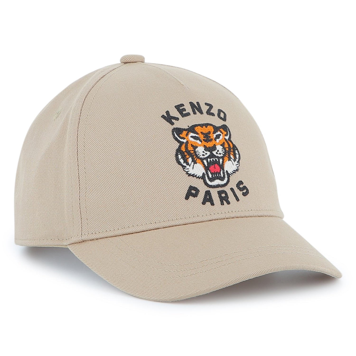 Kids cotton twill cap with embroidered tiger logo and adjustable back