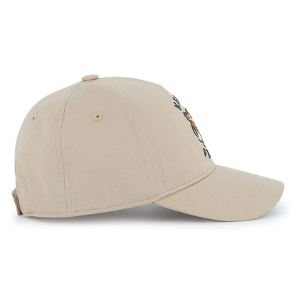 Kids cotton twill cap with embroidered tiger logo and adjustable back