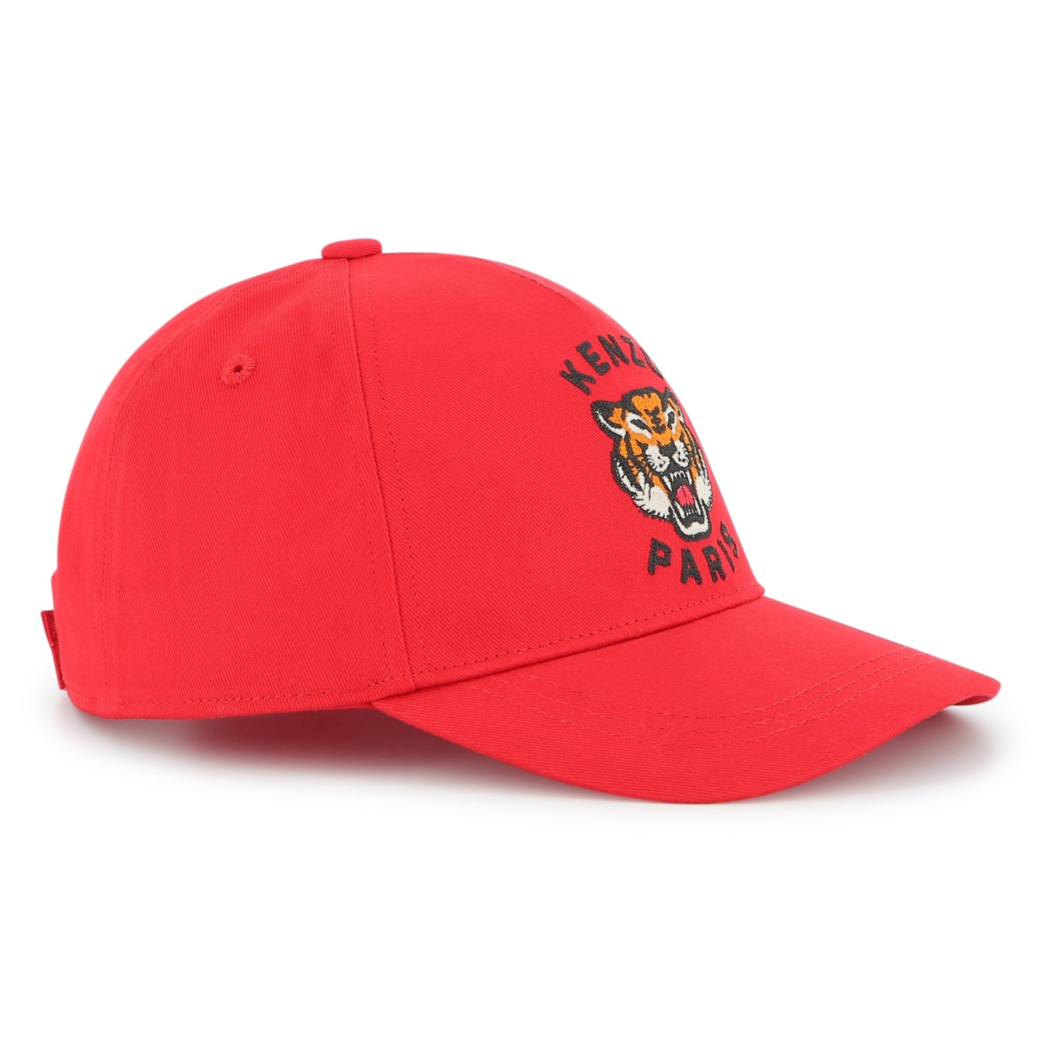 Kids cotton twill cap with embroidered tiger logo and adjustable back