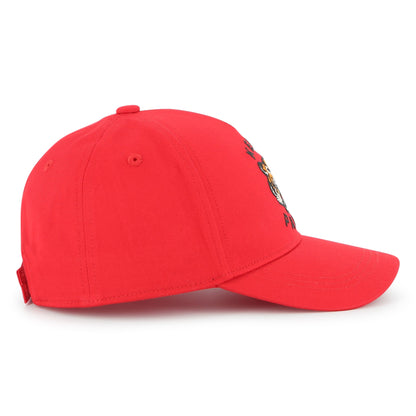 Kids cotton twill cap with embroidered tiger logo and adjustable back