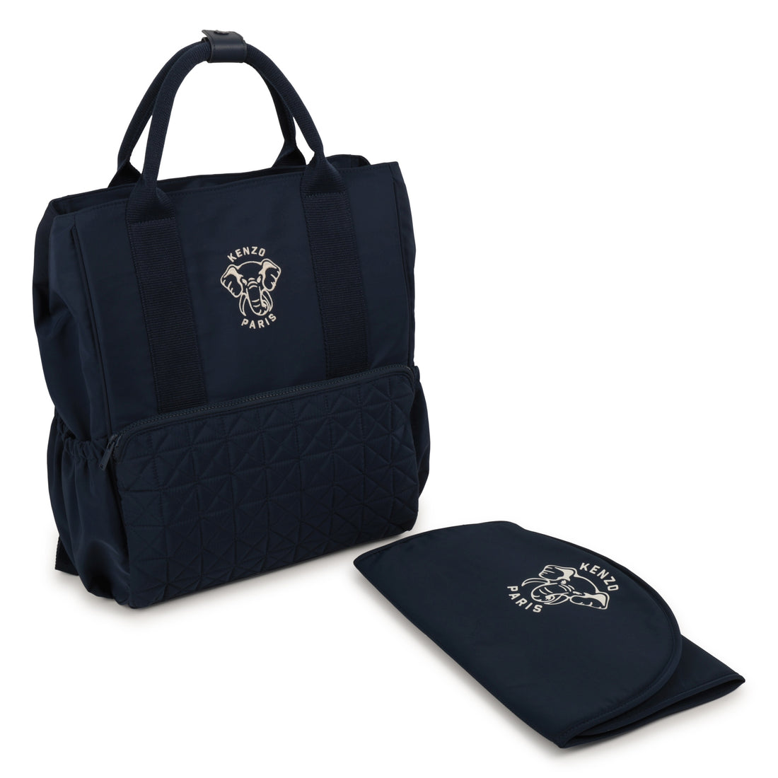 Navy Canvas Changing Bag and Backpack with Embroidered Logo