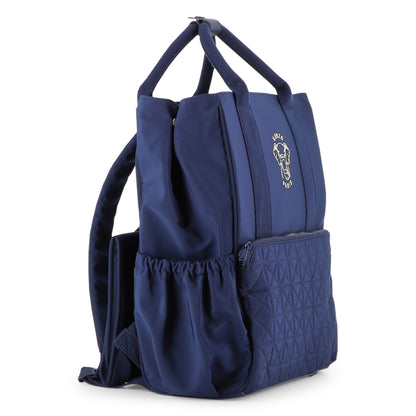 Navy Canvas Changing Bag and Backpack with Embroidered Logo