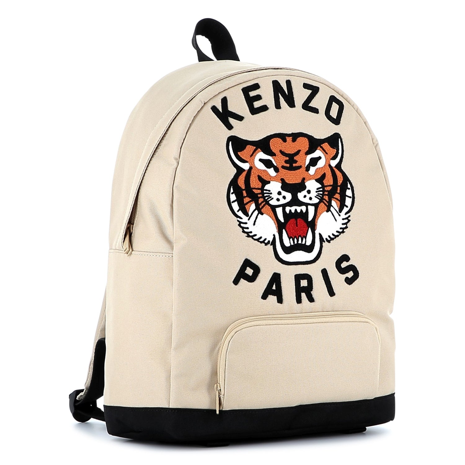 Kids canvas backpack with embroidered tiger logo and adjustable straps