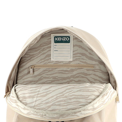 Kids canvas backpack with embroidered tiger logo and adjustable straps