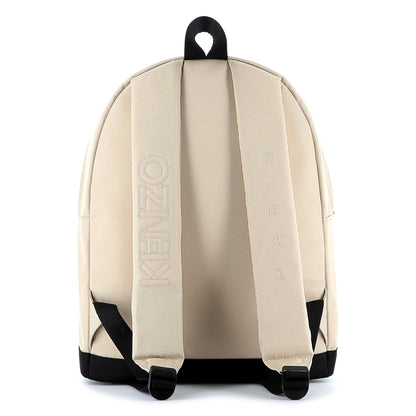 Kids canvas backpack with embroidered tiger logo and adjustable straps