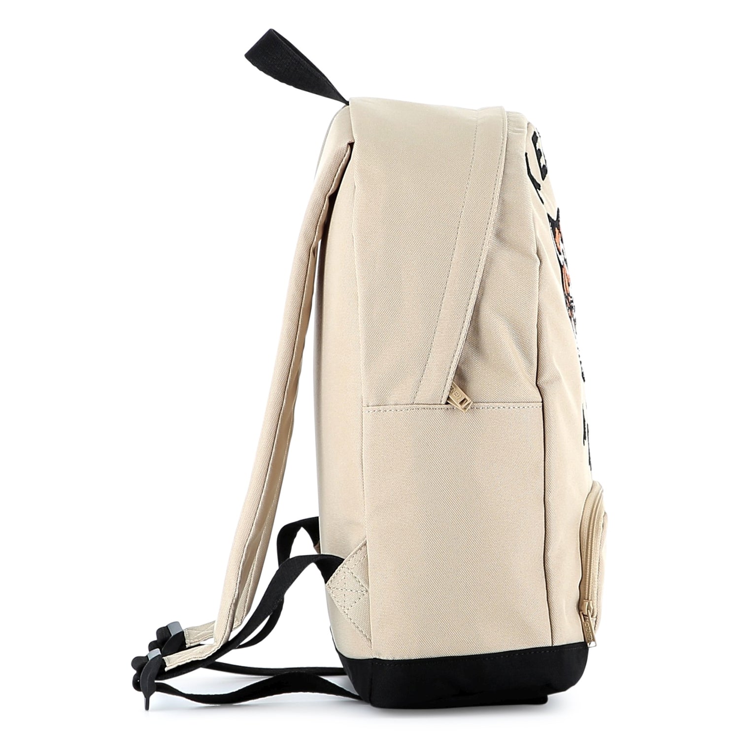Kids canvas backpack with embroidered tiger logo and adjustable straps