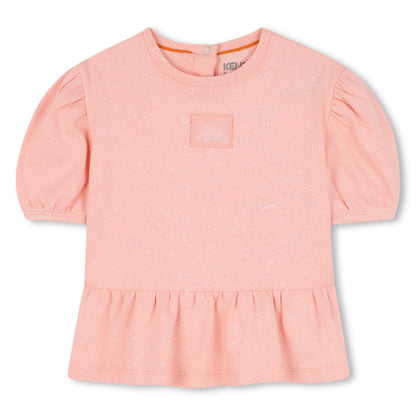 Baby pink dress, white leggings and matching headband set with embroidered detail