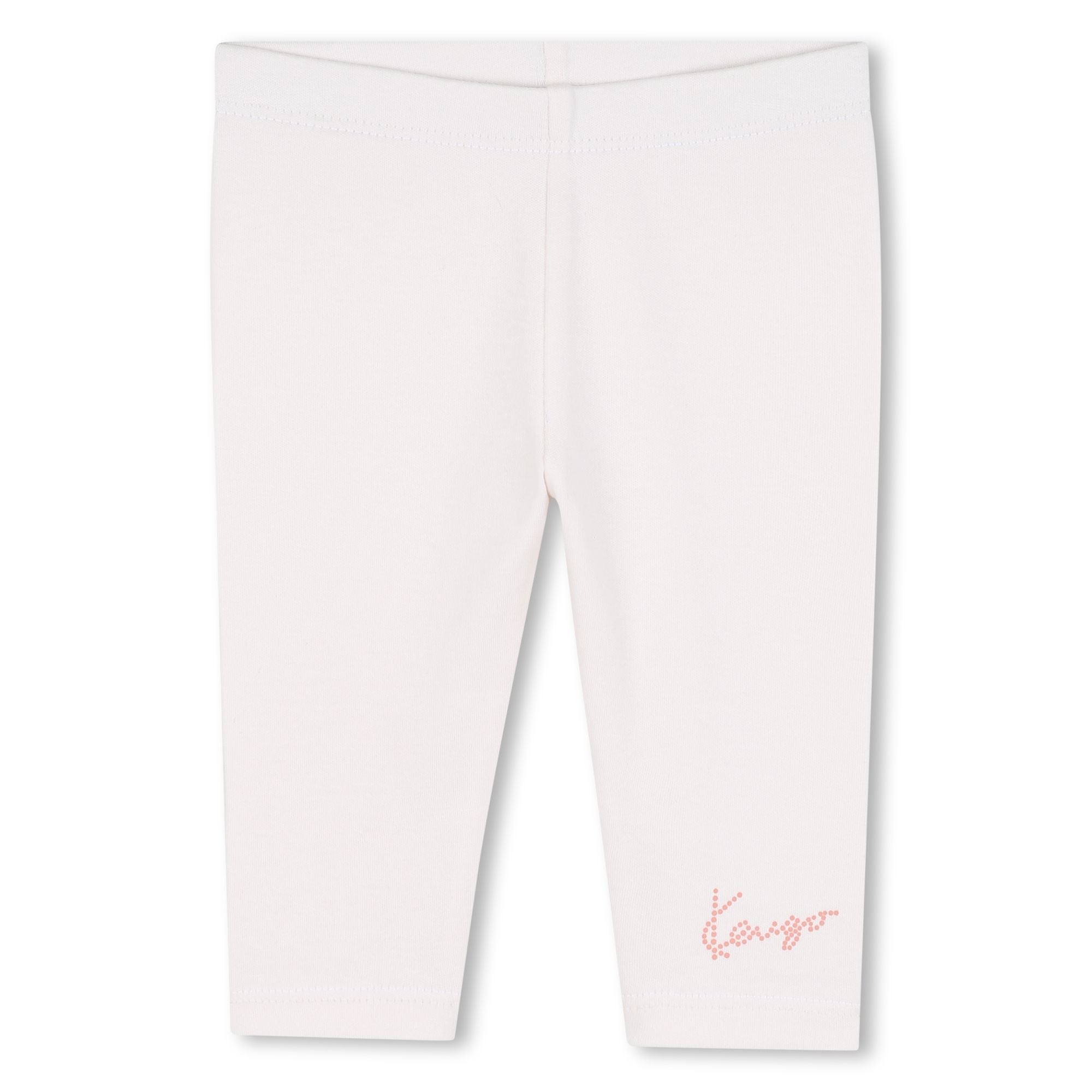 Baby pink dress, white leggings and matching headband set with embroidered detail
