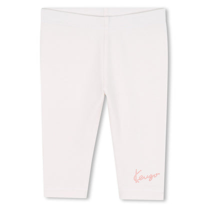 Baby pink dress, white leggings and matching headband set with embroidered detail