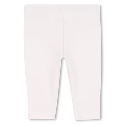 Baby pink dress, white leggings and matching headband set with embroidered detail