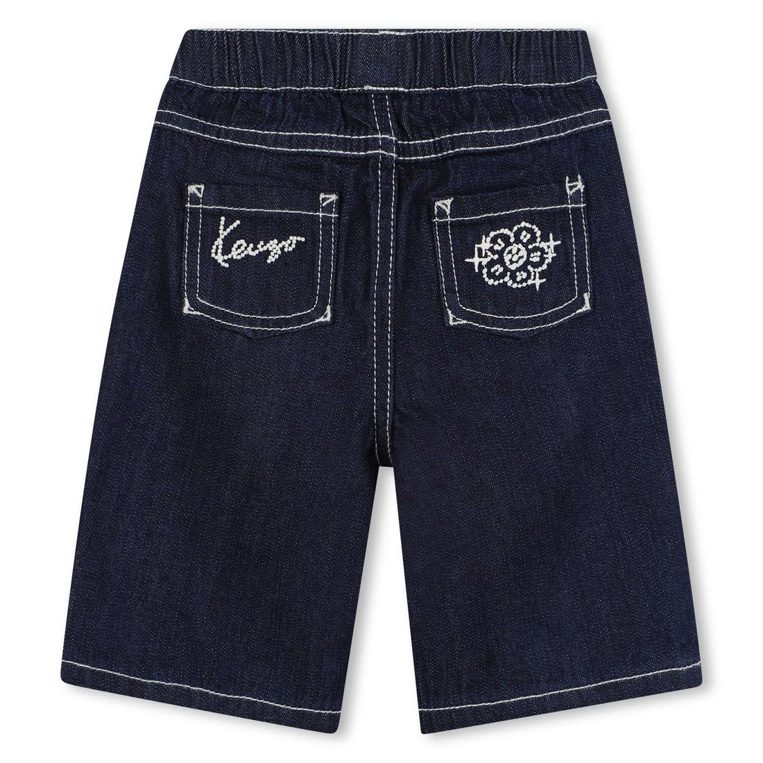 Kids dark denim trousers with embroidered back pockets