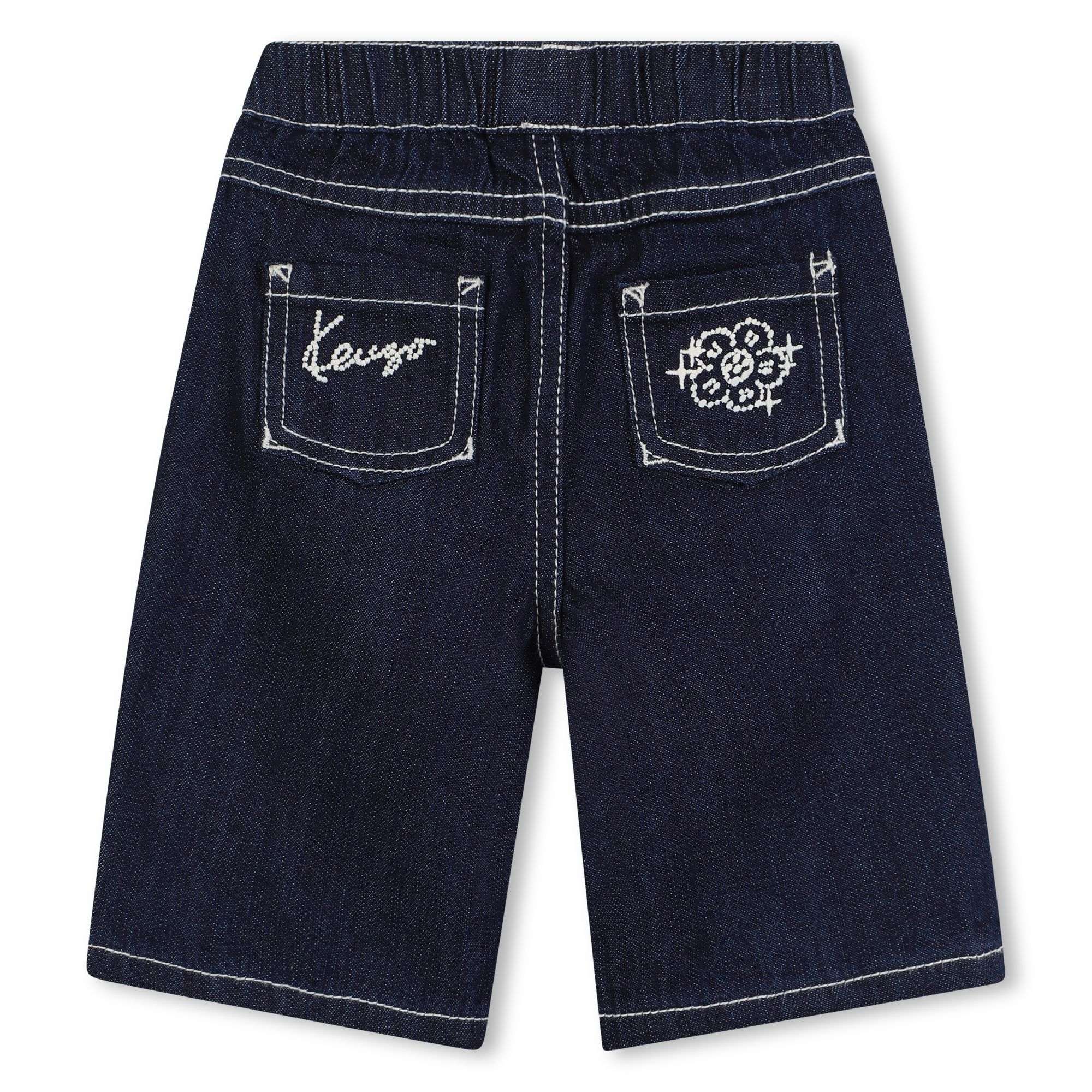 Kids dark denim trousers with embroidered back pockets