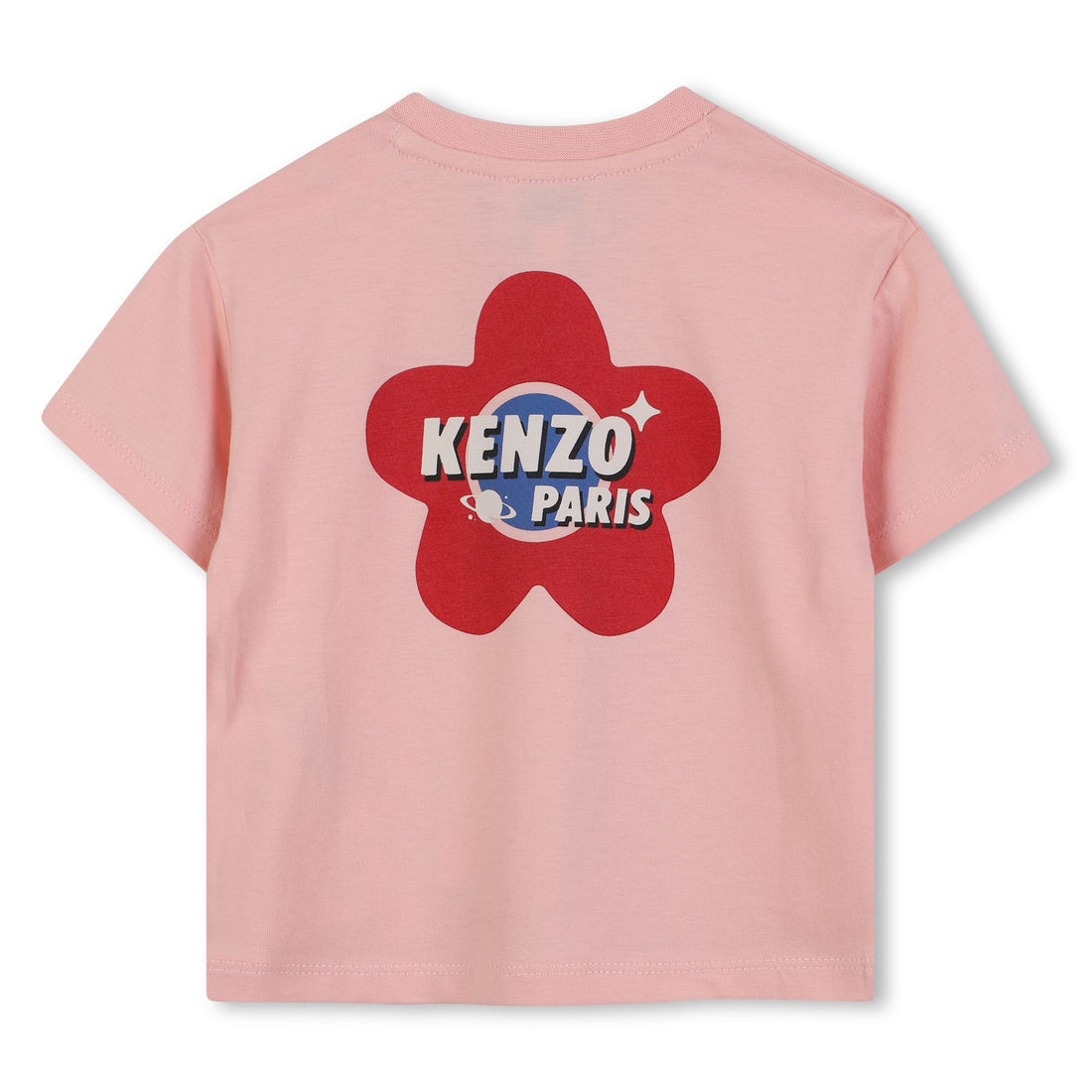 Baby pink organic cotton t-shirt with chest and back logo print