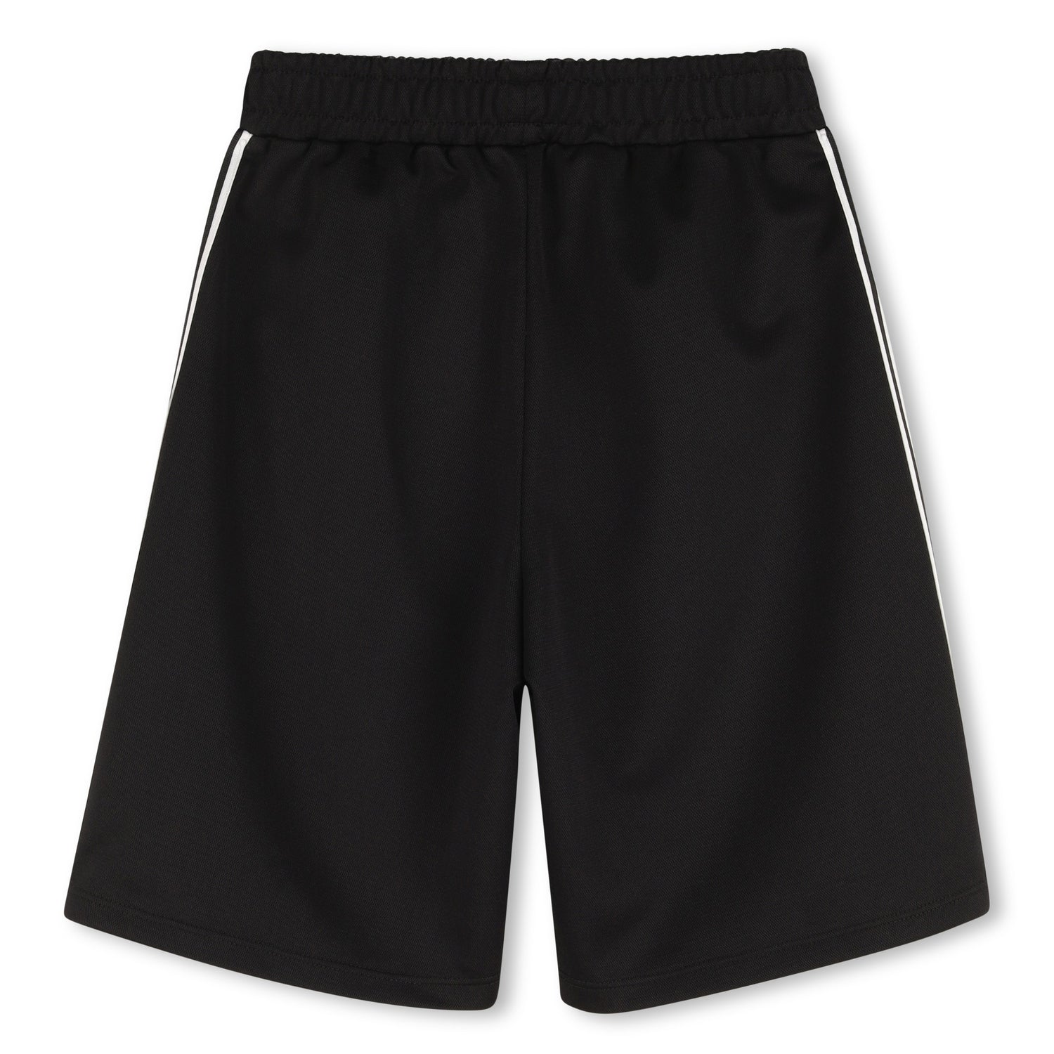 Black Bermuda Shorts with Tiger Logo and Side Stripes