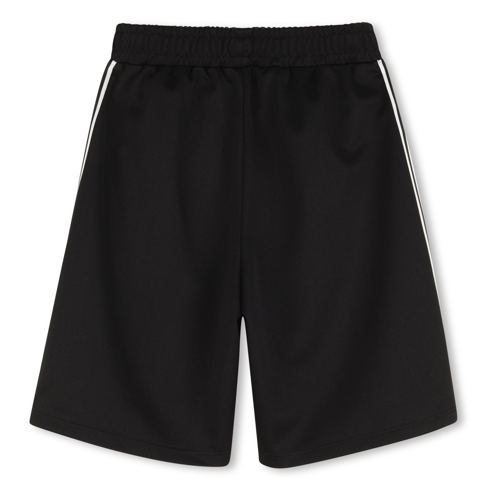 Black Bermuda Shorts with Tiger Logo and Side Stripes