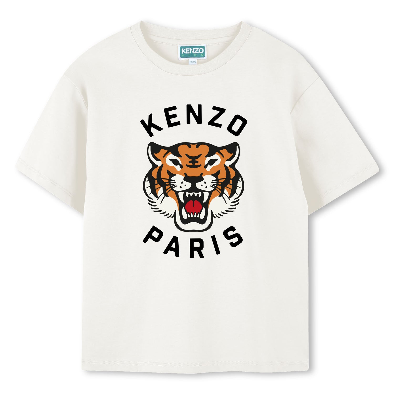 Kids organic cotton t-shirt with roaring tiger logo print
