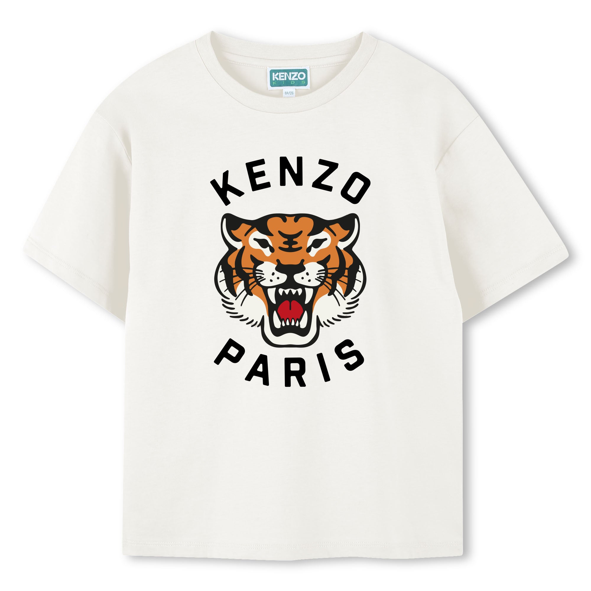 Kids organic cotton t-shirt with roaring tiger logo print