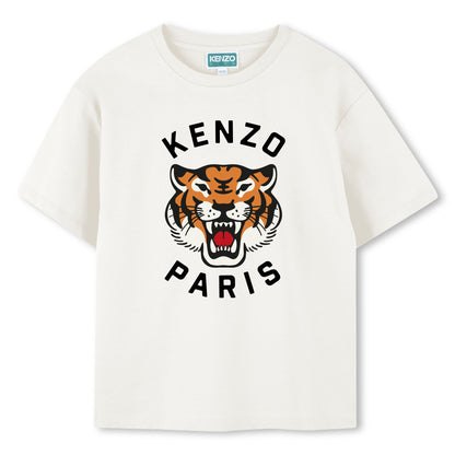 Kids organic cotton t-shirt with roaring tiger logo print