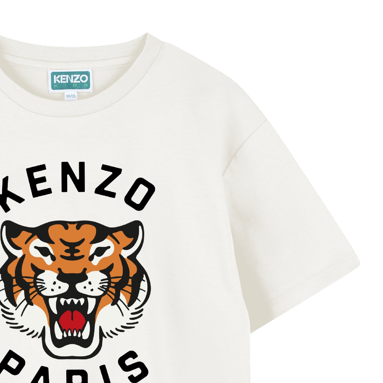 Kids organic cotton t-shirt with roaring tiger logo print