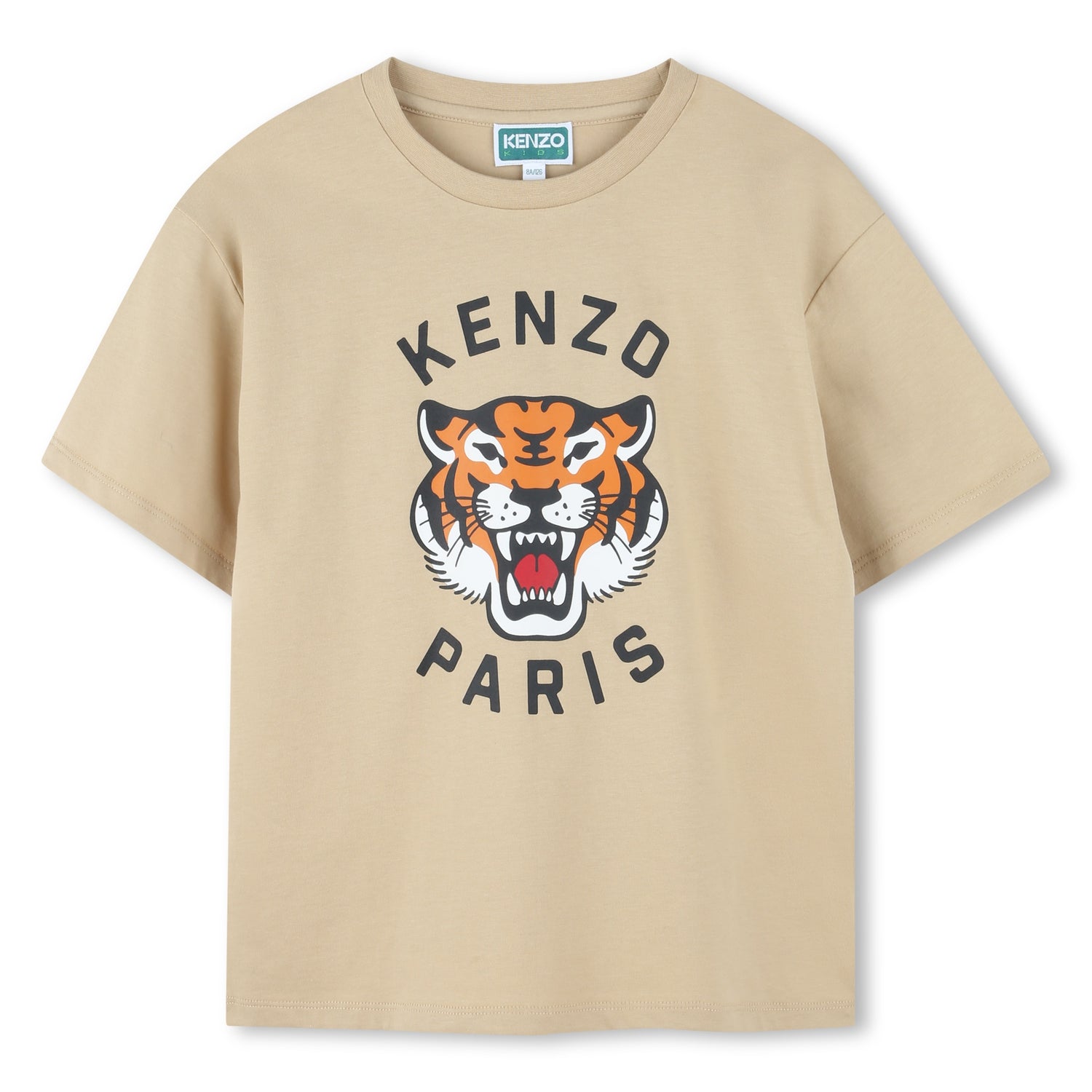 Kids organic cotton t-shirt with roaring tiger logo print